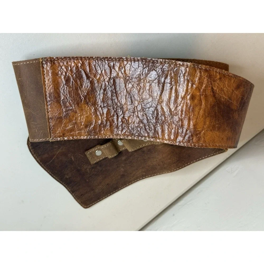Leatherock Vintage Brown Suede Wide Waist Hip Belt Silver Hook Buckle USA 36